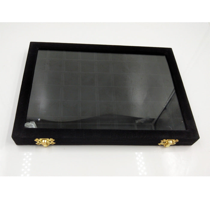 Flannel Large Jewelry Box Nail Art Jewelry Display Box With Glass Lid