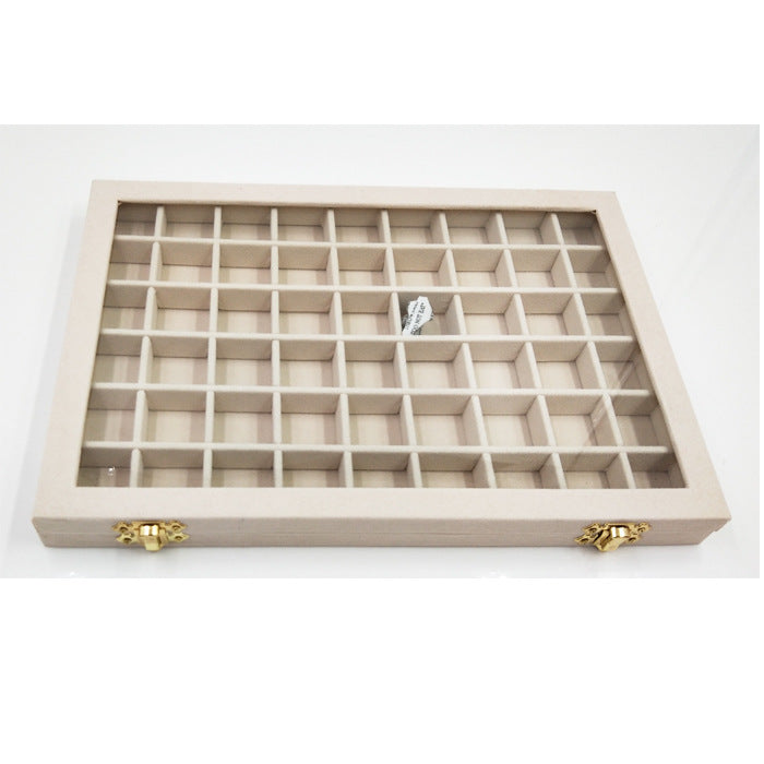 Flannel Large Jewelry Box Nail Art Jewelry Display Box With Glass Lid