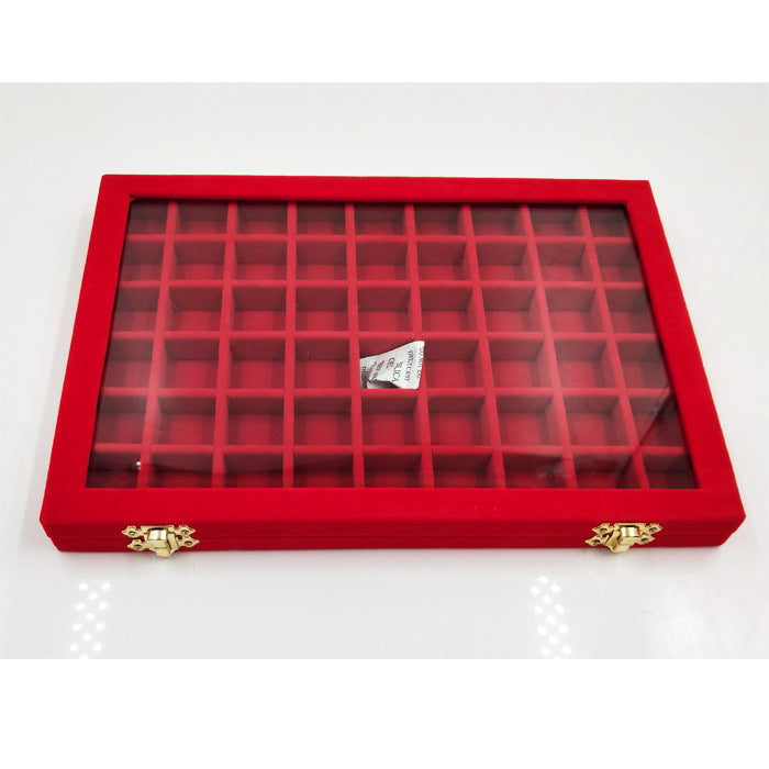 Flannel Large Jewelry Box Nail Art Jewelry Display Box With Glass Lid