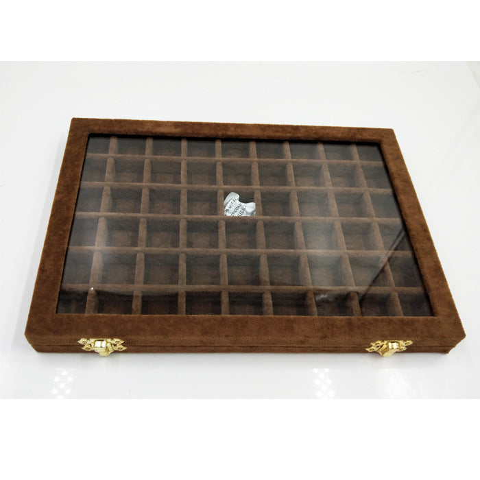 Flannel Large Jewelry Box Nail Art Jewelry Display Box With Glass Lid