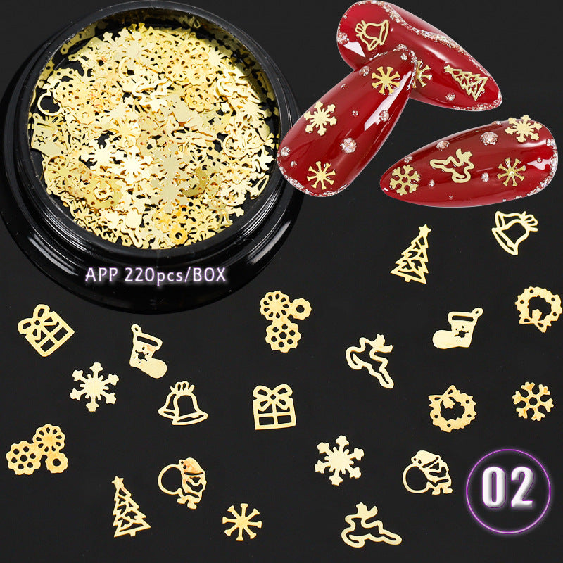 Ultra Thin Computer Chip Manicure Hollow Metal Chip English Letter Snowflake Christmas Nail Patch