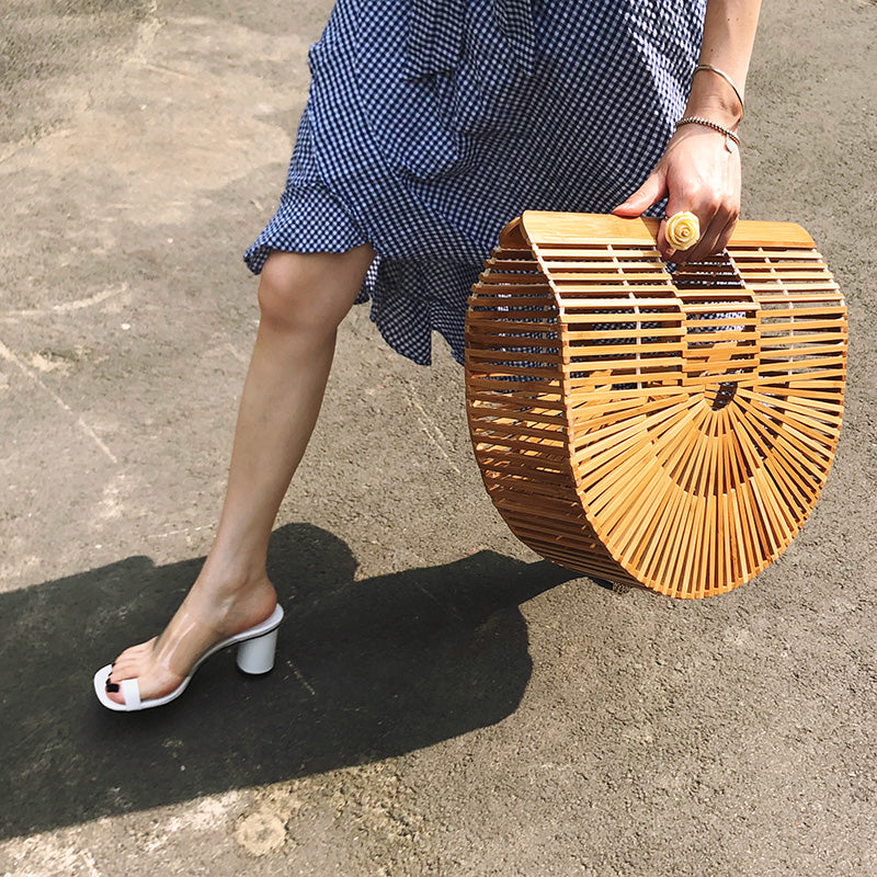 White Transparent Flip Flops Sandals With Square Toe