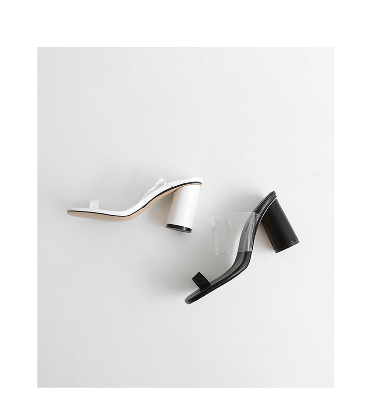 White Transparent Flip Flops Sandals With Square Toe