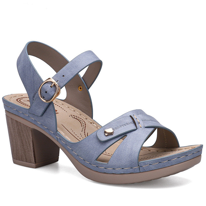 Bohemian Thick Heel Stitched Comfortable Women'S Sandals
