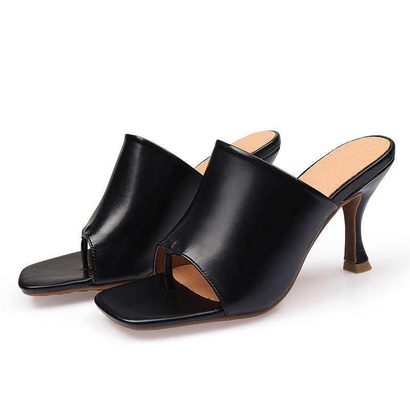 Daily Black Split Toe Stiletto Low Heel Solid Color Set Foot Rhinestone Adult European And American Font