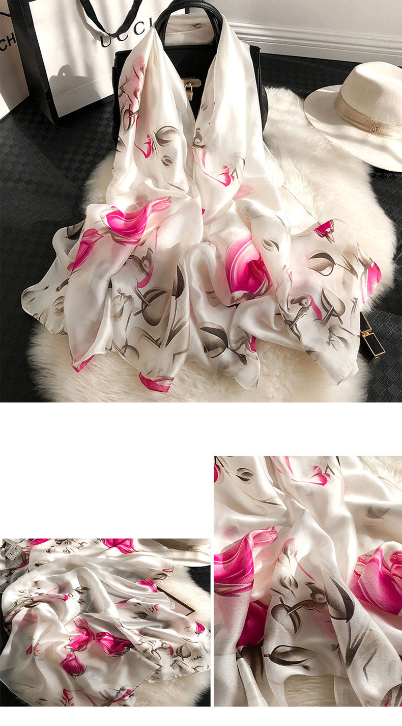 Silk Scarf Women's Wild Spring And Autumn Scarf To Keep Warm In Winter