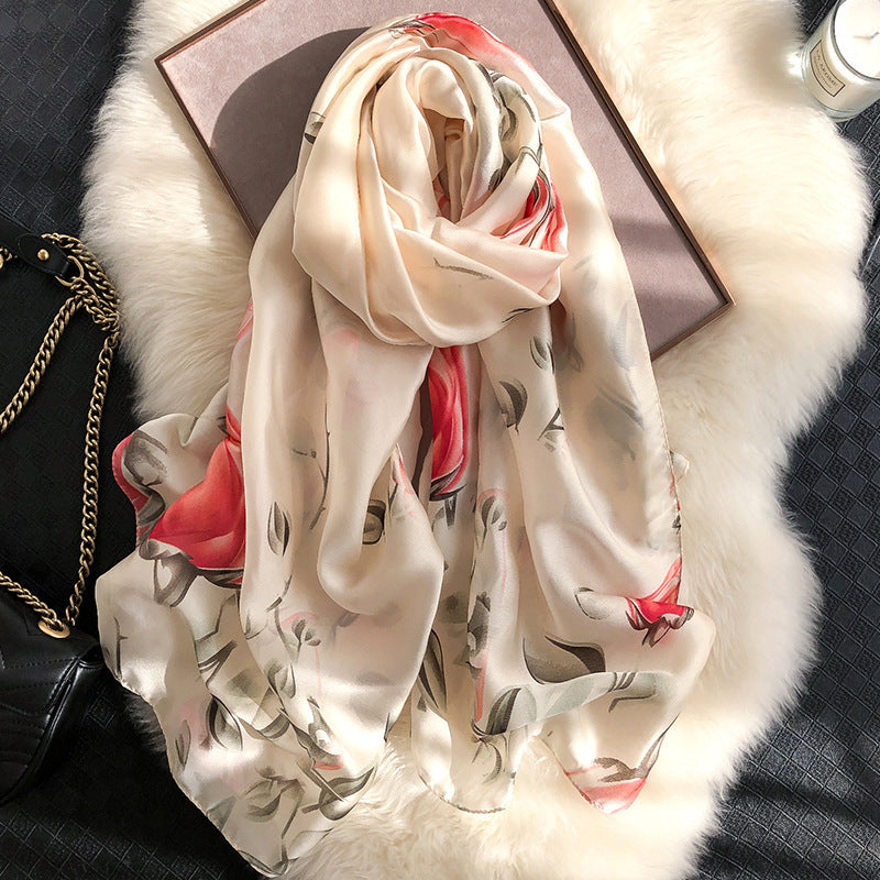 Silk Scarf Women's Wild Spring And Autumn Scarf To Keep Warm In Winter