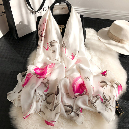 Silk Scarf Women's Wild Spring And Autumn Scarf To Keep Warm In Winter