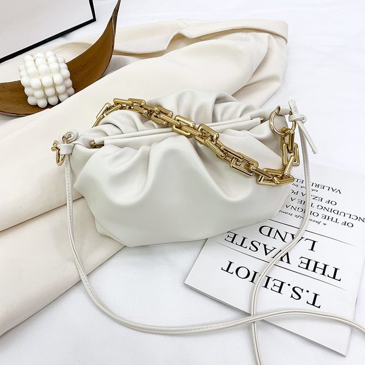 Korean Version Of Plush Folds Fashion Chain Cloud Handbag