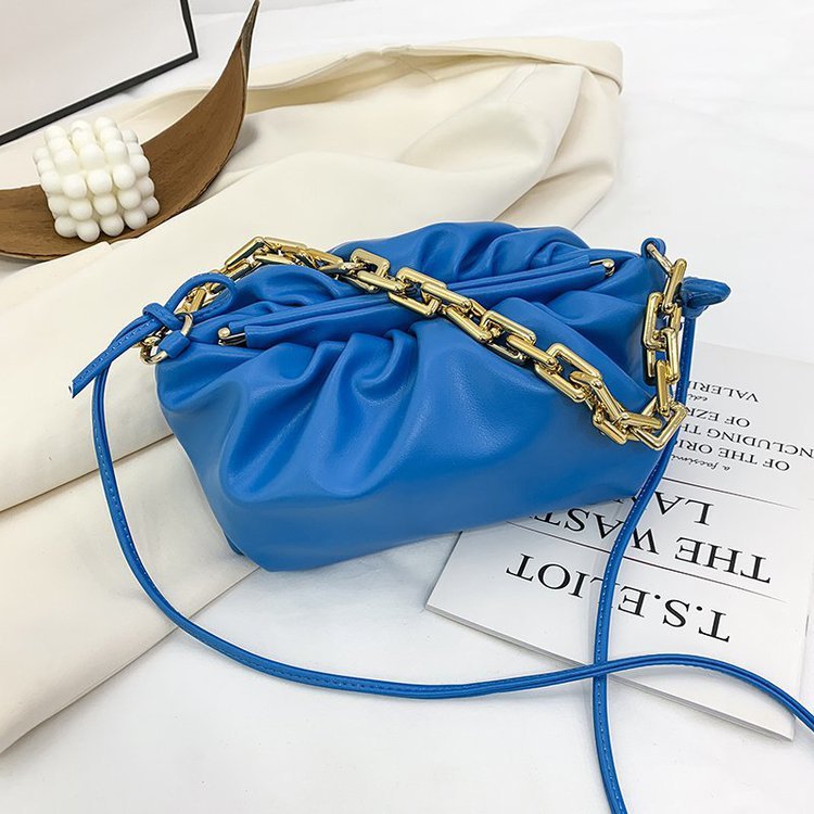 Korean Version Of Plush Folds Fashion Chain Cloud Handbag