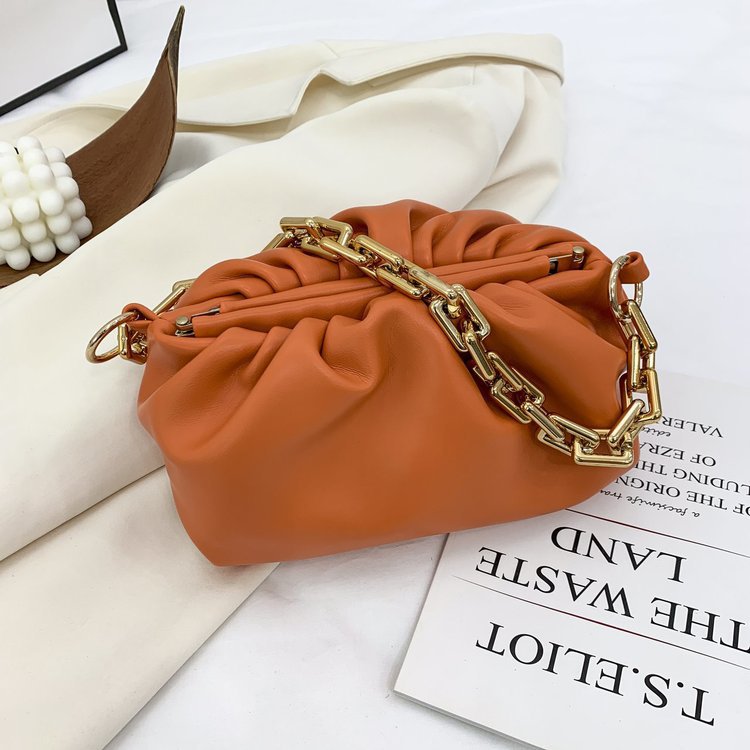Korean Version Of Plush Folds Fashion Chain Cloud Handbag
