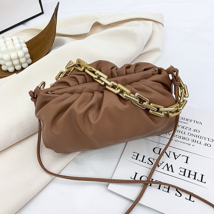 Korean Version Of Plush Folds Fashion Chain Cloud Handbag