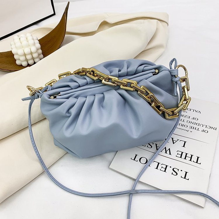 Korean Version Of Plush Folds Fashion Chain Cloud Handbag