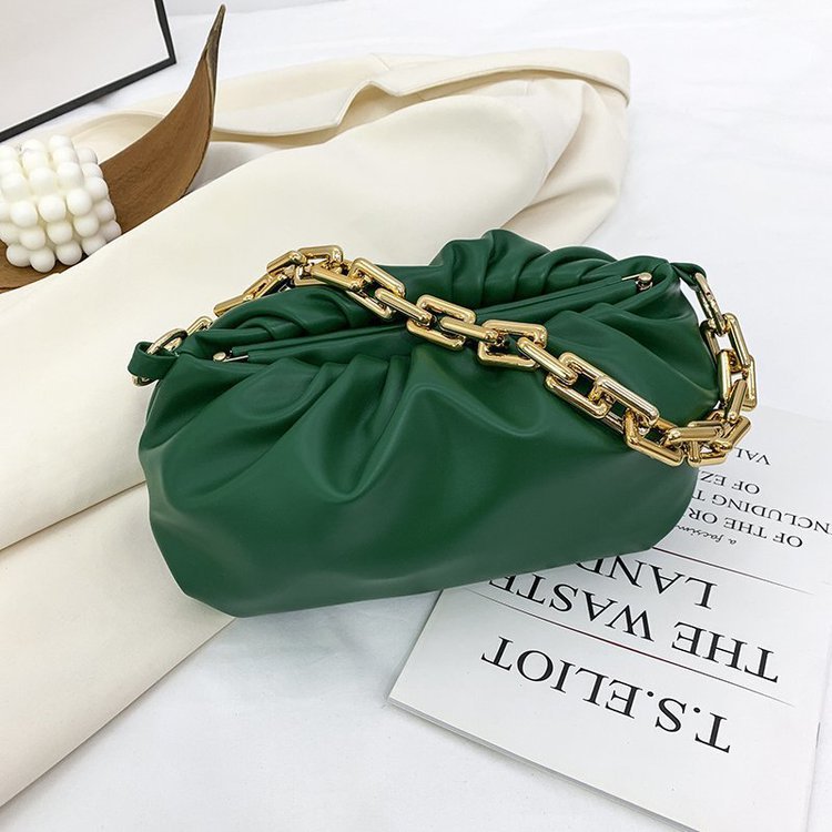 Korean Version Of Plush Folds Fashion Chain Cloud Handbag