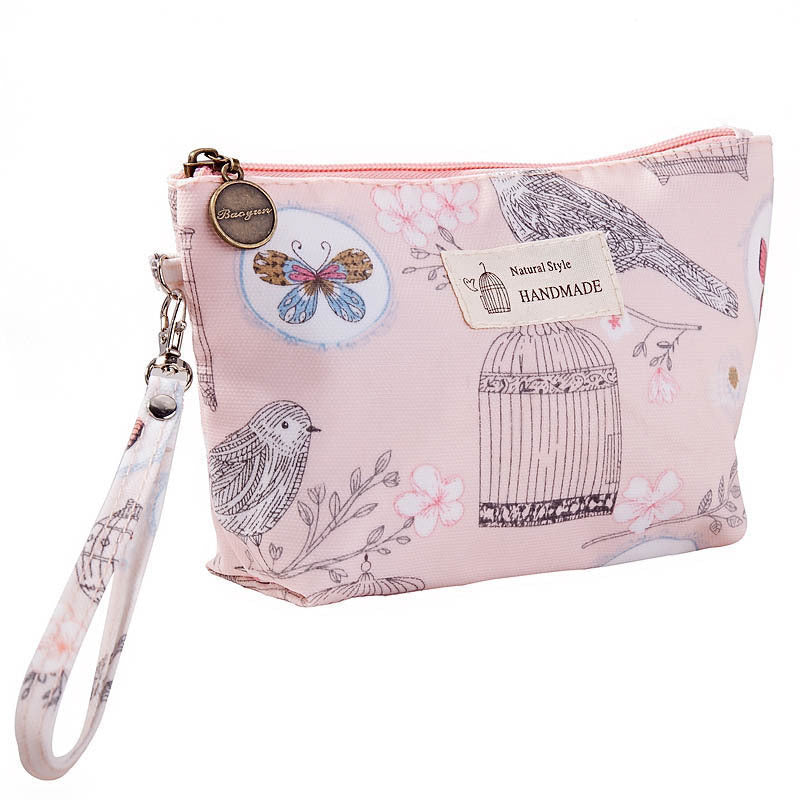 Portable Printed Waterproof Cloth Cosmetic Bag Travel Lady Zipper Hand Washing Bag