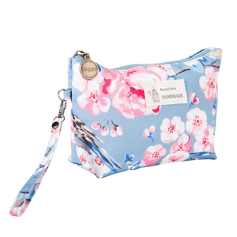 Portable Printed Waterproof Cloth Cosmetic Bag Travel Lady Zipper Hand Washing Bag