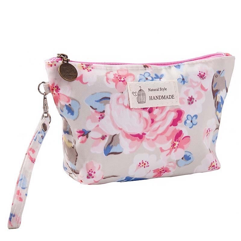 Portable Printed Waterproof Cloth Cosmetic Bag Travel Lady Zipper Hand Washing Bag