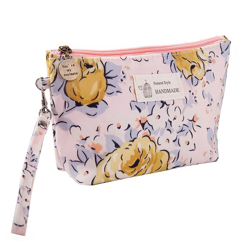 Portable Printed Waterproof Cloth Cosmetic Bag Travel Lady Zipper Hand Washing Bag