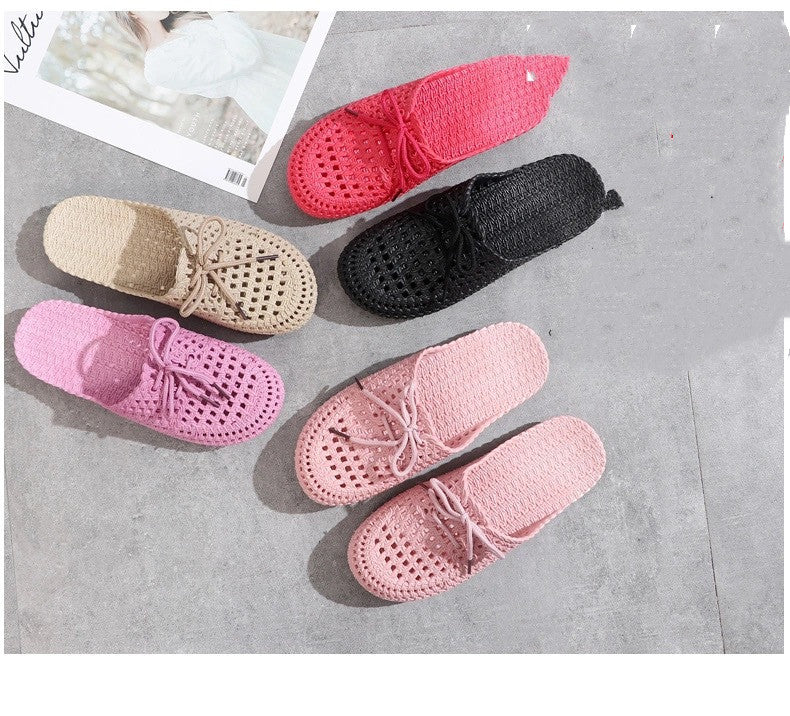 Summer Wear Student Fashion Korean Style Lace Slippers Hole Shoes Cool Breathable Women Wear Baotou Casual Slippers Women