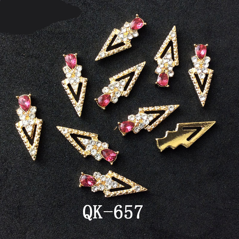 Sommerfugl Hule Trekant Vanddråbe Perle Farverig Diamant Metal Neglekunst
