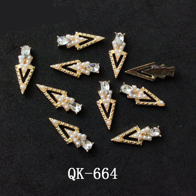 Sommerfugl Hule Trekant Vanddråbe Perle Farverig Diamant Metal Neglekunst