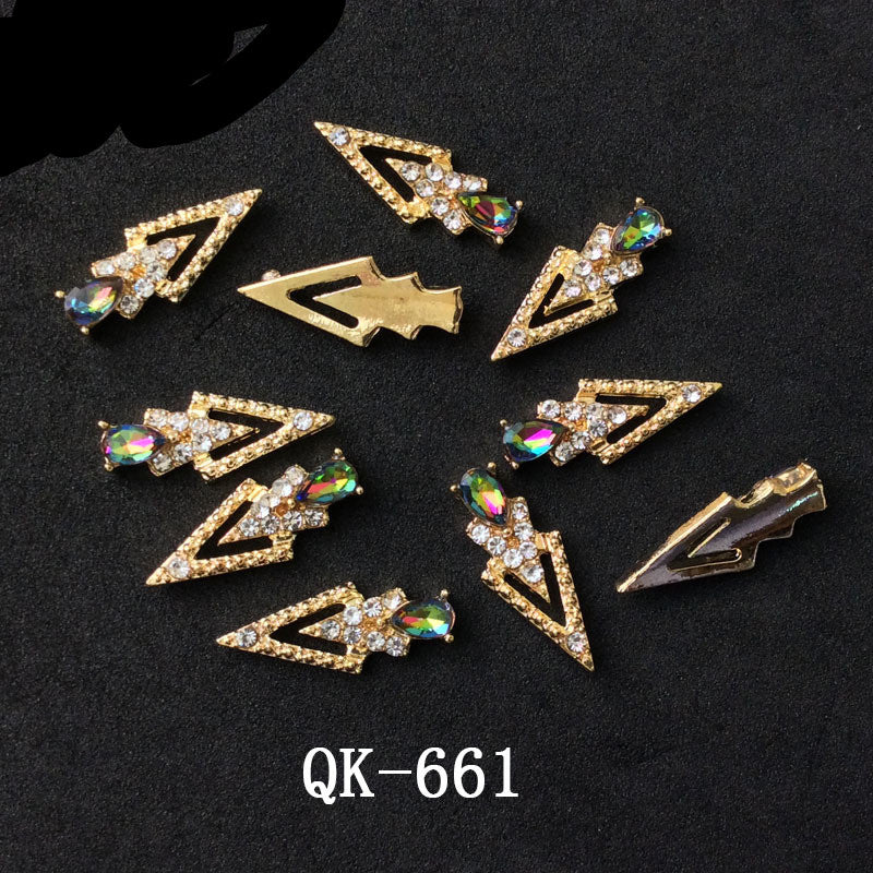 Sommerfugl Hule Trekant Vanddråbe Perle Farverig Diamant Metal Neglekunst