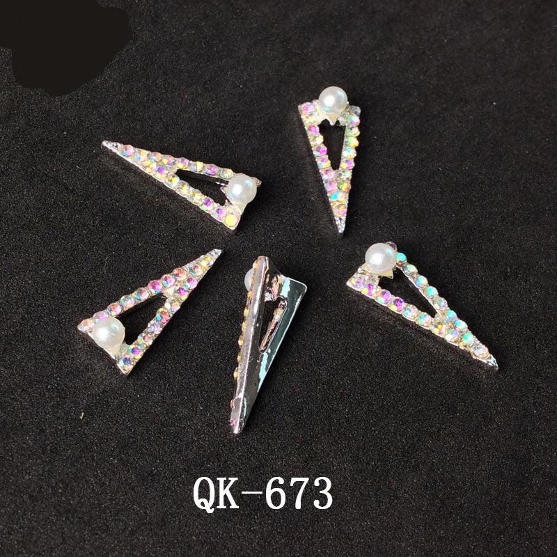 Sommerfugl Hule Trekant Vanddråbe Perle Farverig Diamant Metal Neglekunst