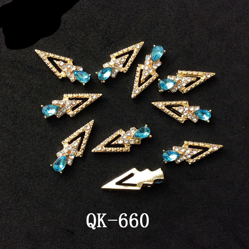 Sommerfugl Hule Trekant Vanddråbe Perle Farverig Diamant Metal Neglekunst