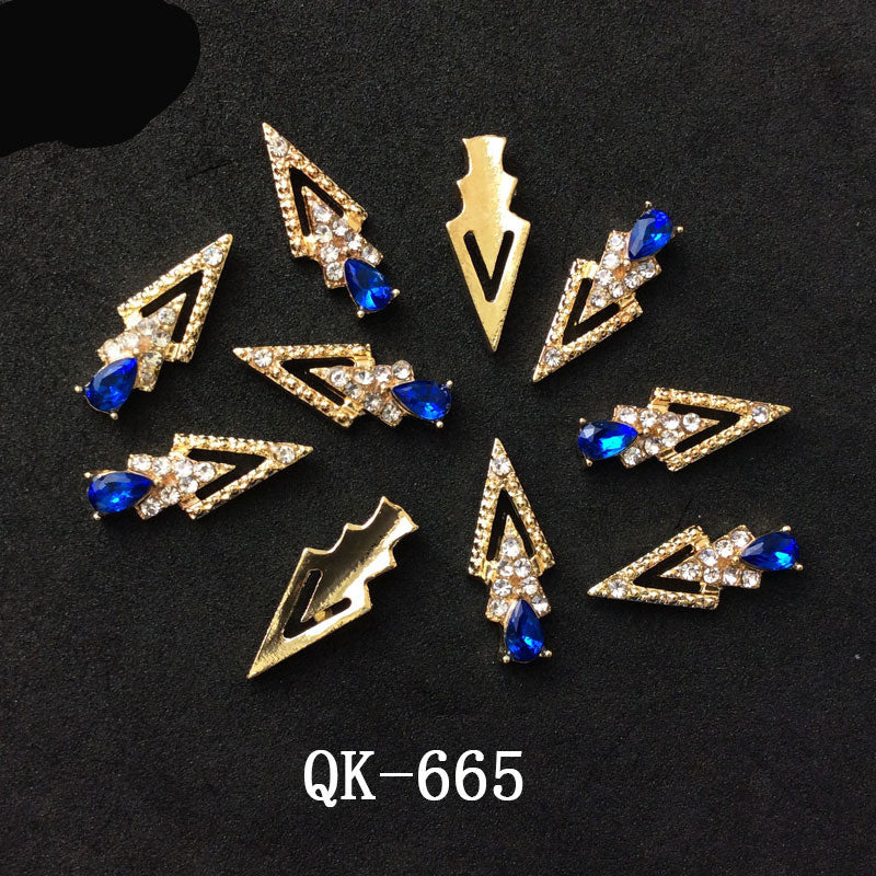 Sommerfugl Hule Trekant Vanddråbe Perle Farverig Diamant Metal Neglekunst
