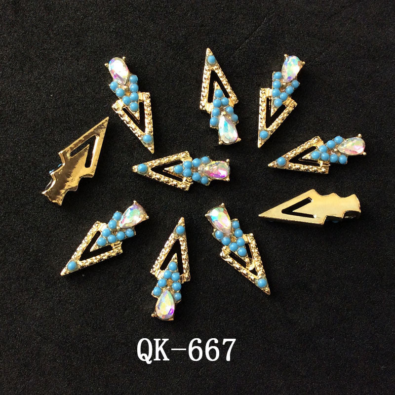 Sommerfugl Hule Trekant Vanddråbe Perle Farverig Diamant Metal Neglekunst