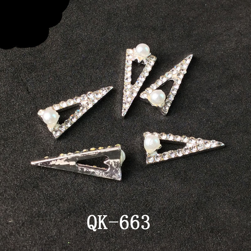 Sommerfugl Hule Trekant Vanddråbe Perle Farverig Diamant Metal Neglekunst