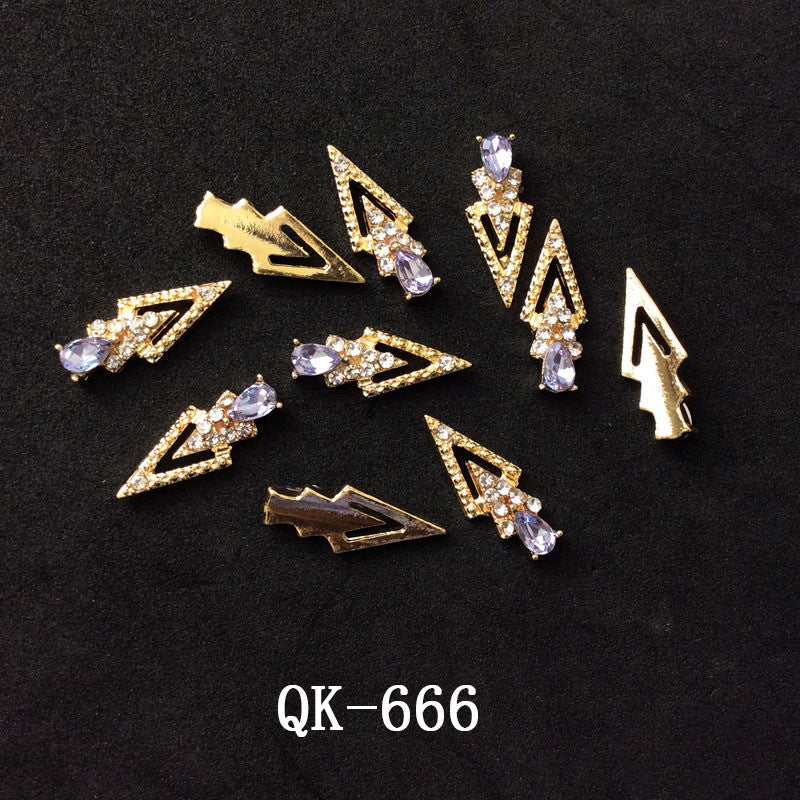 Sommerfugl Hule Trekant Vanddråbe Perle Farverig Diamant Metal Neglekunst