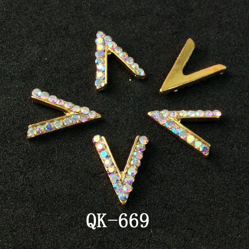 Sommerfugl Hule Trekant Vanddråbe Perle Farverig Diamant Metal Neglekunst