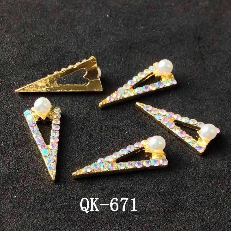 Sommerfugl Hule Trekant Vanddråbe Perle Farverig Diamant Metal Neglekunst