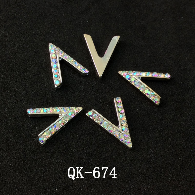 Sommerfugl Hule Trekant Vanddråbe Perle Farverig Diamant Metal Neglekunst