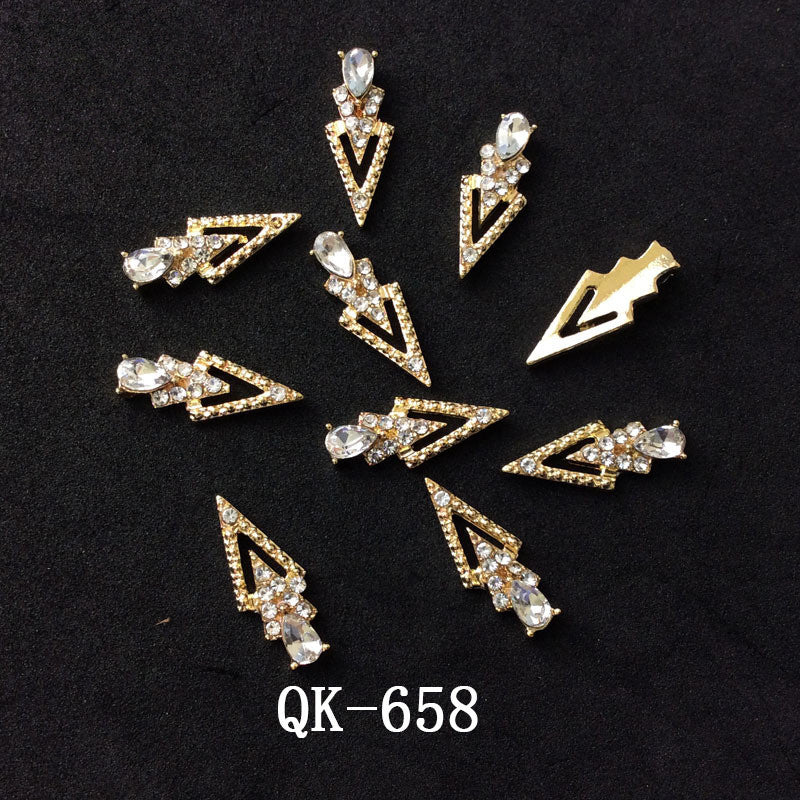 Sommerfugl Hule Trekant Vanddråbe Perle Farverig Diamant Metal Neglekunst