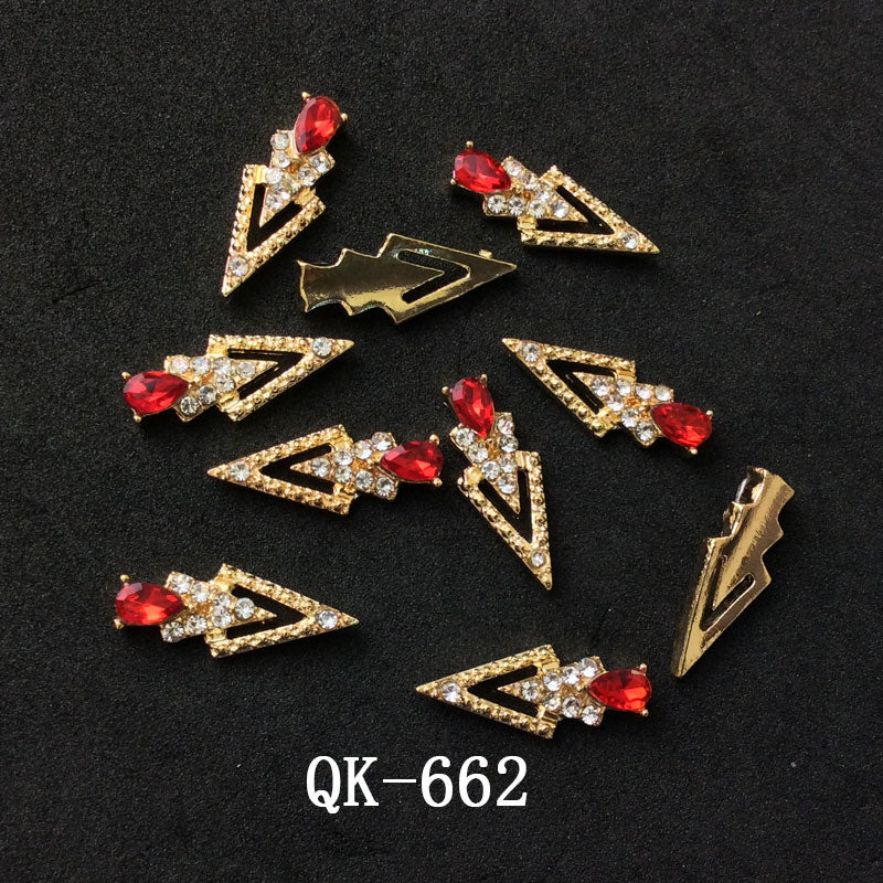Sommerfugl Hule Trekant Vanddråbe Perle Farverig Diamant Metal Neglekunst