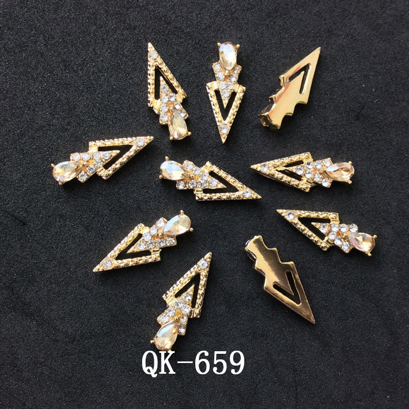 Sommerfugl Hule Trekant Vanddråbe Perle Farverig Diamant Metal Neglekunst