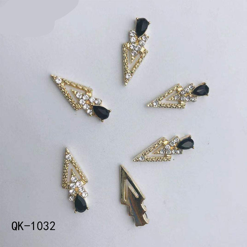 Sommerfugl Hule Trekant Vanddråbe Perle Farverig Diamant Metal Neglekunst