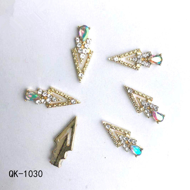 Sommerfugl Hule Trekant Vanddråbe Perle Farverig Diamant Metal Neglekunst