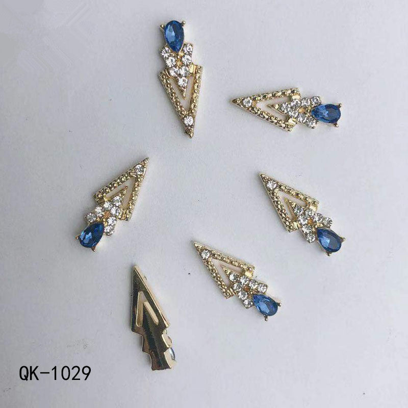 Sommerfugl Hule Trekant Vanddråbe Perle Farverig Diamant Metal Neglekunst