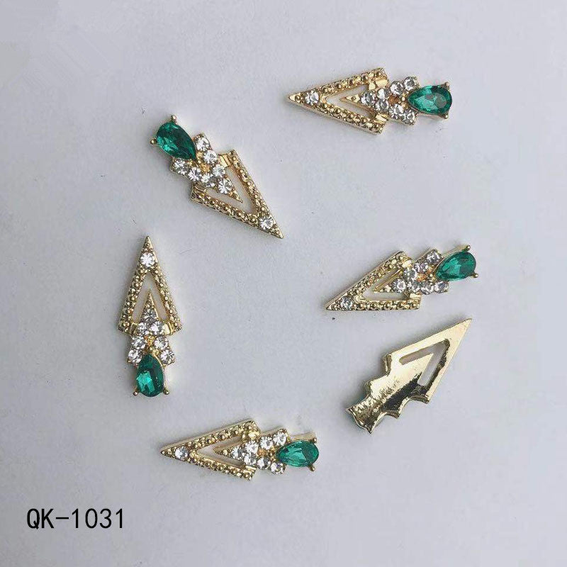 Sommerfugl Hule Trekant Vanddråbe Perle Farverig Diamant Metal Neglekunst