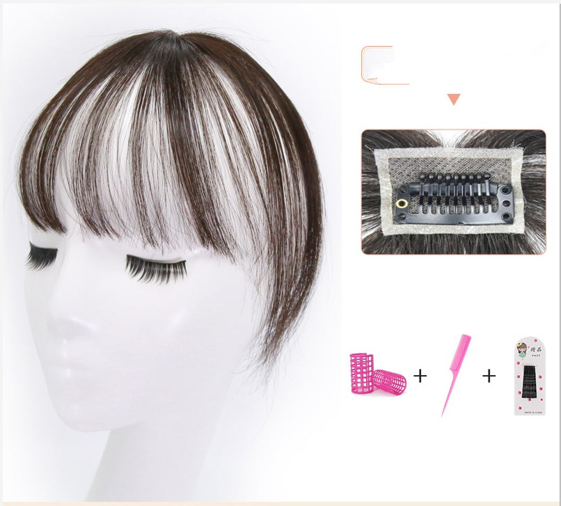 Real Hair, Air, Bangs, Wig, Natural, Lifelike, Ultra-Thin, Seamless, Fake Bangs, French Sea Piece, Face Repair, False Head Curtain