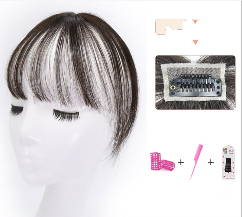 Real Hair, Air, Bangs, Wig, Natural, Lifelike, Ultra-Thin, Seamless, Fake Bangs, French Sea Piece, Face Repair, False Head Curtain