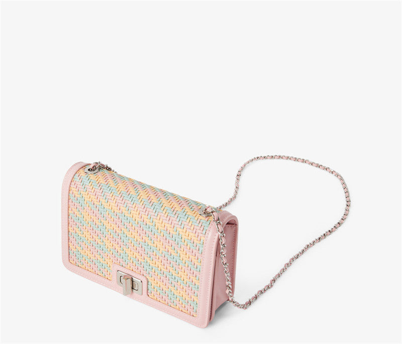 Ladies Stitching Chain Flap Shoulder Bag