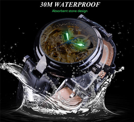 Dynamic Mechanical Watch Hollow Leather Belt Men's Watch