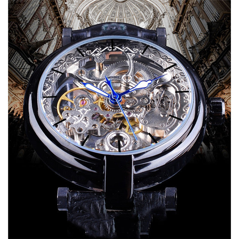 Dynamic Mechanical Watch Hollow Leather Belt Men's Watch