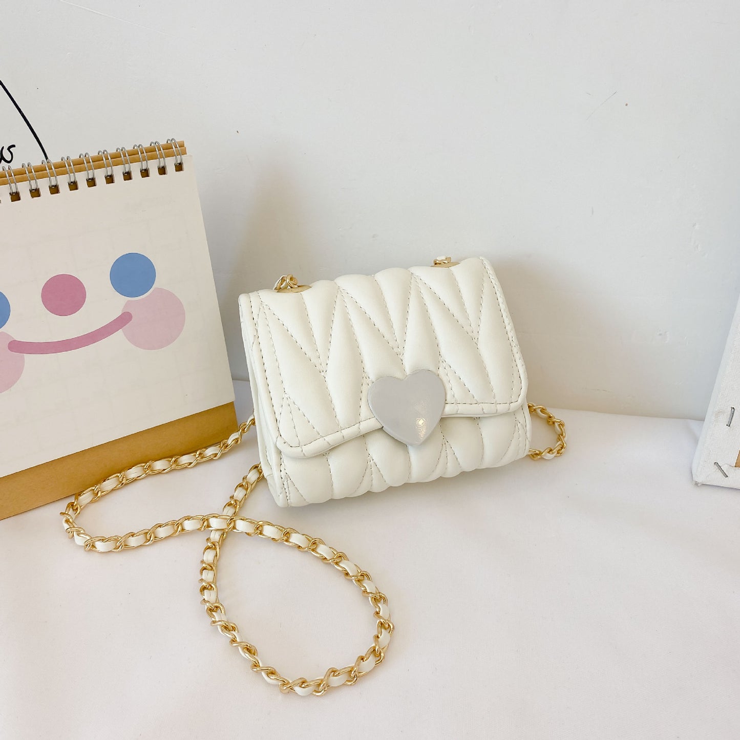 Children'S Heart-Shaped Embroidery Thread Parent-Child Mini One-Shoulder Messenger Small Square Bag