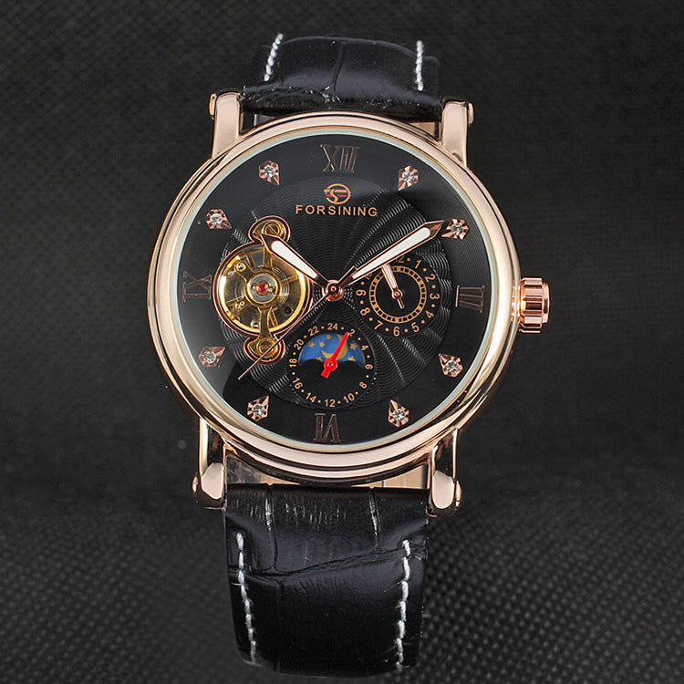 Diamond Mechanical Watch Star Sun Hollow Machinery