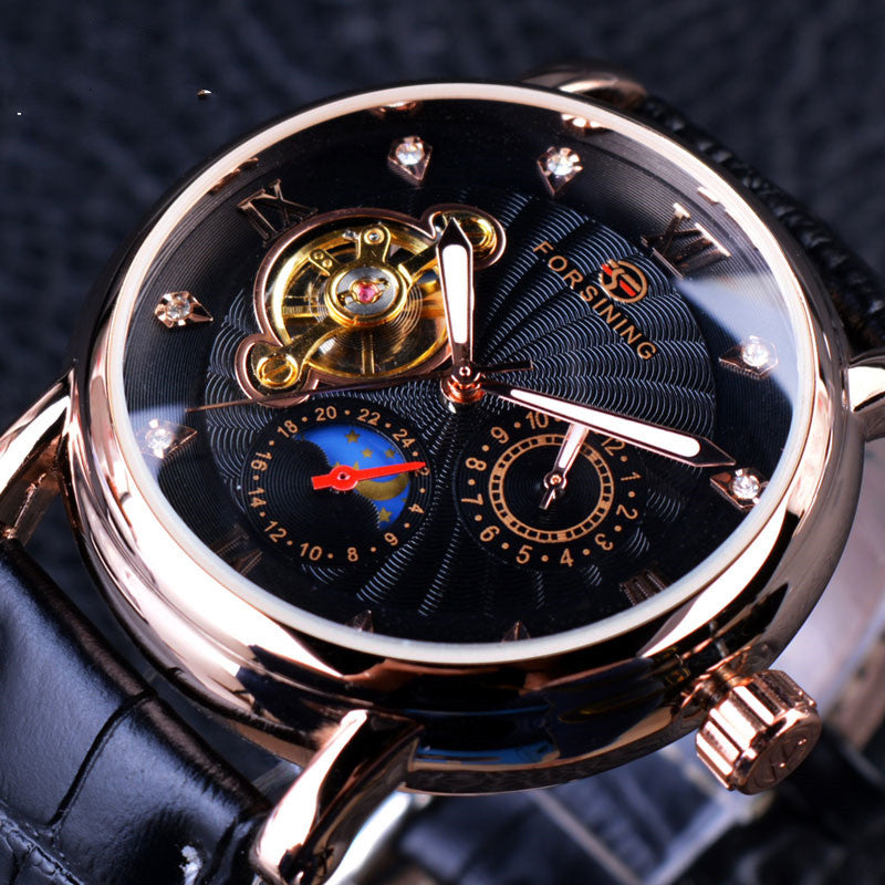 Diamond Mechanical Watch Star Sun Hollow Machinery